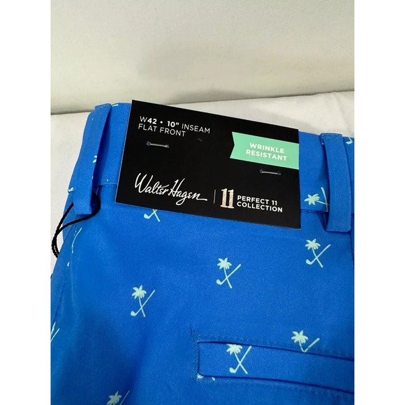 Walter Hagen Perfect 11 Golf Shorts Palm Clubs Print Sea Blue Size 32 New 10" In - Picture 9 of 9